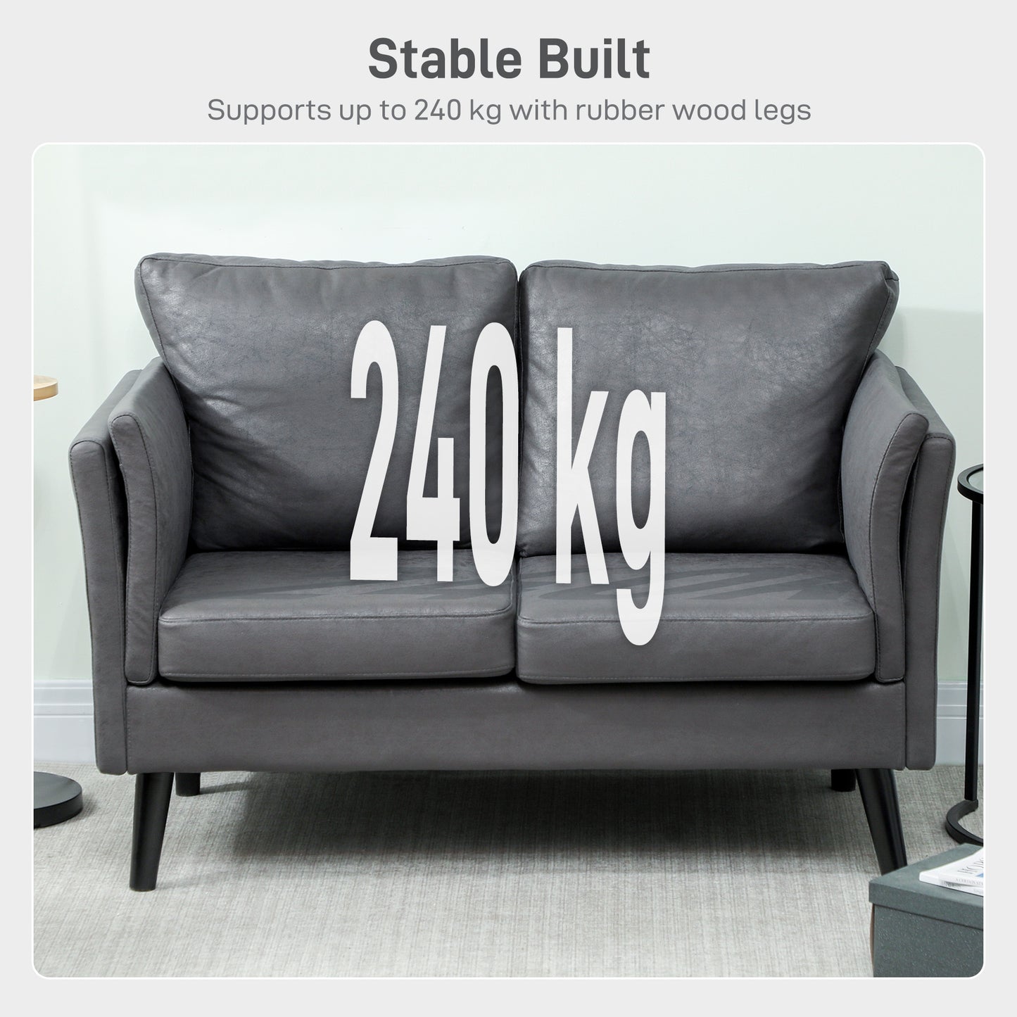 Small Sofa, Loveseat Sofa for Bedroom, Home Office, Grey