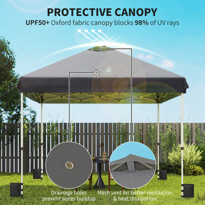 3x3 m Pop Up Gazebo w/ Wheels, One-Touch Party Tent, Dark Grey