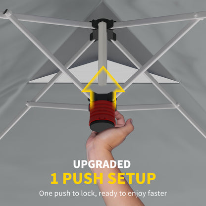 3x3 m Pop Up Gazebo w/ Wheels, One-Touch Party Tent, Dark Grey