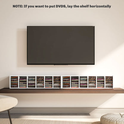 Set of 2 CD Storage Units with Adjustable Shelves, High Gloss White