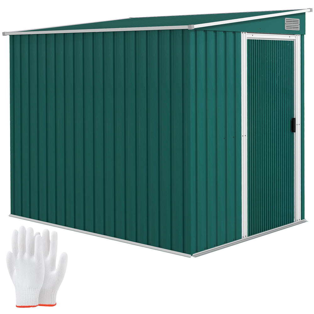 7 x 5FT Garden Shed w/ Foundation Lean to Metal Tool Shed Green