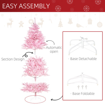 6FT Artificial Christmas Tree w/ Automatic Open for Home Party Pink