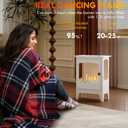 Freestanding Bioethanol Fireplace Ethanol Fireplace Stove, White