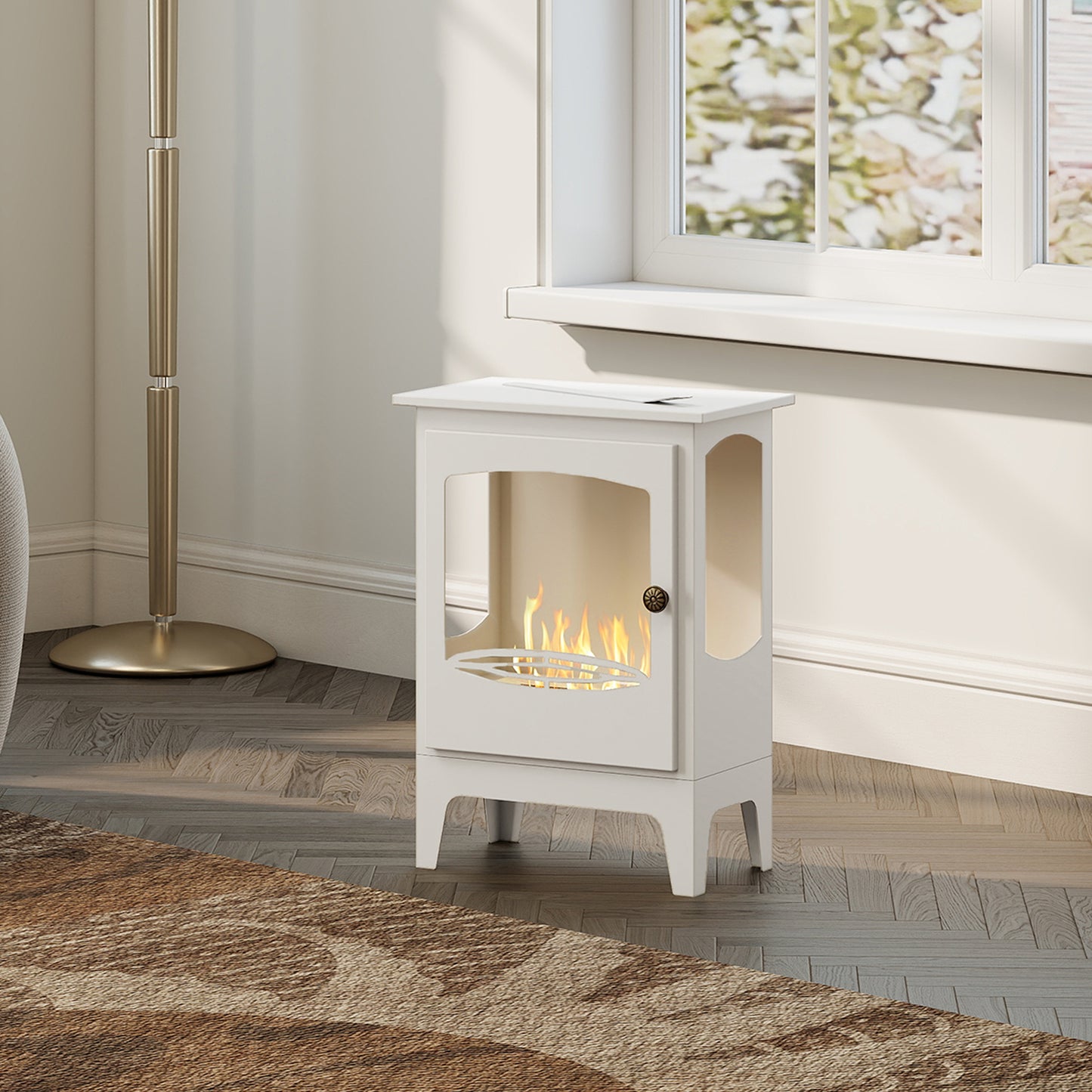 Freestanding Bioethanol Fireplace Ethanol Fireplace Stove, White