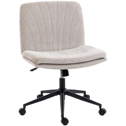 Criss Cross Chair with Wheels, Armless Wide Office Chair, Beige