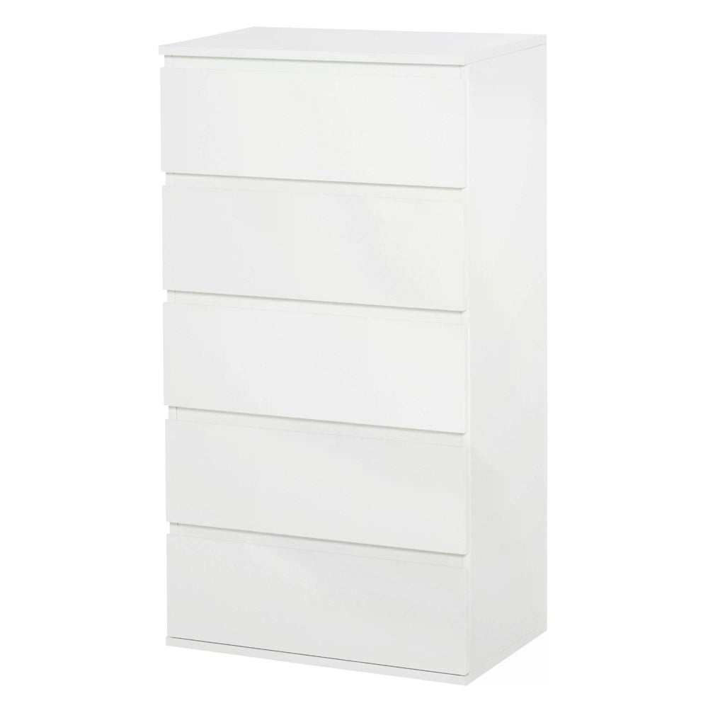 Chest of Drawer, 5 Drawers Storage Cabinet Freestanding Tower Unit Bedroom Living Room Furniture, White