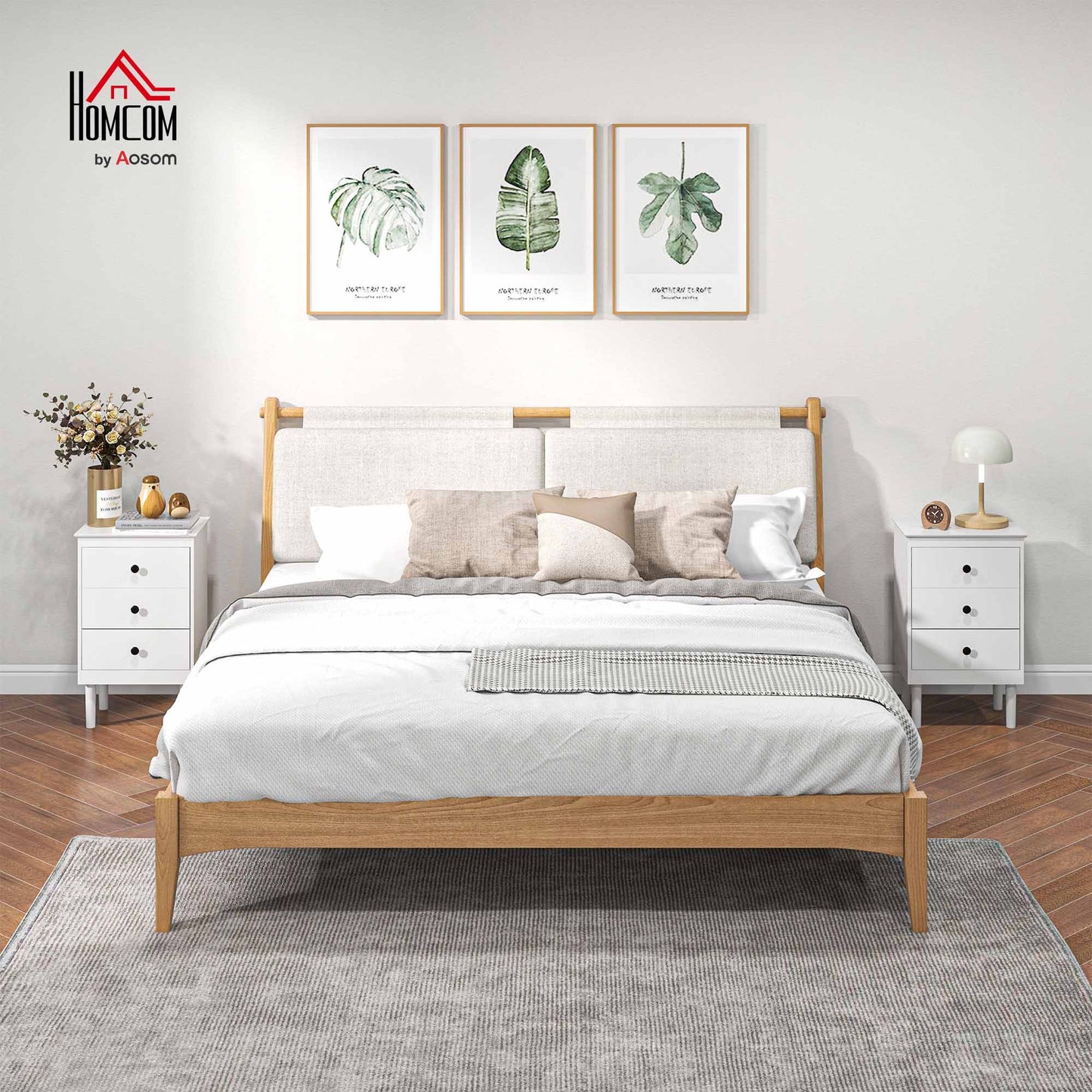 Bedside Table Set of 2, Bedside Cabinet w/ 3 Drawers, Modern Side Table,