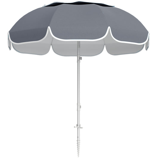 Beach Umbrella, Adjustable Height & Tilt Portable Parasol, Grey