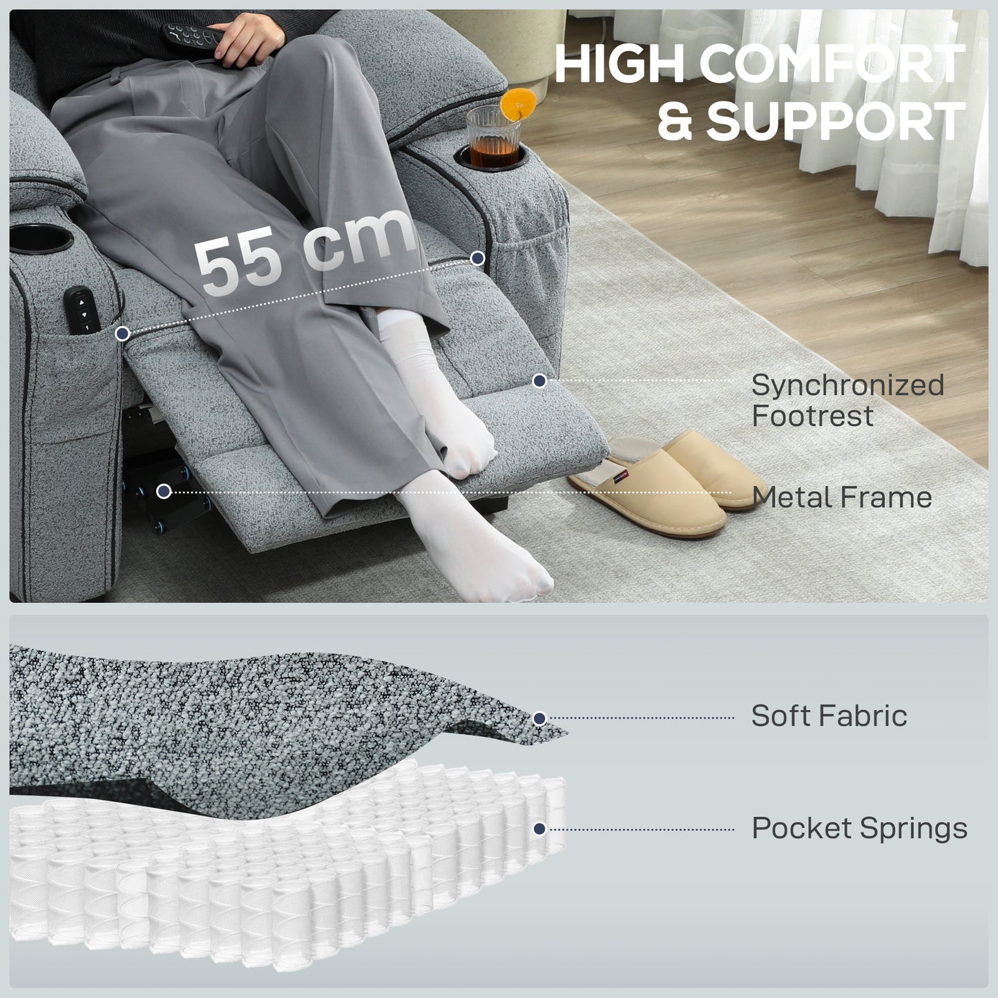 Electric Massage Recliner Armchair with Heat, Power Reclining Chair