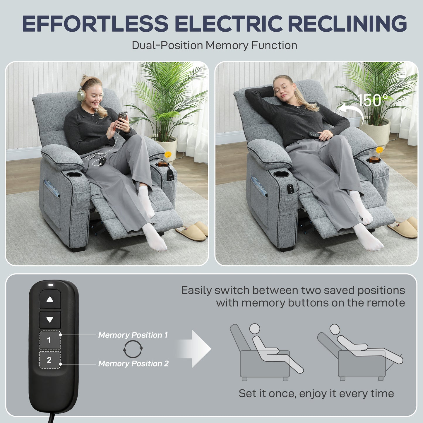 Electric Massage Recliner Armchair with Heat, Power Reclining Chair