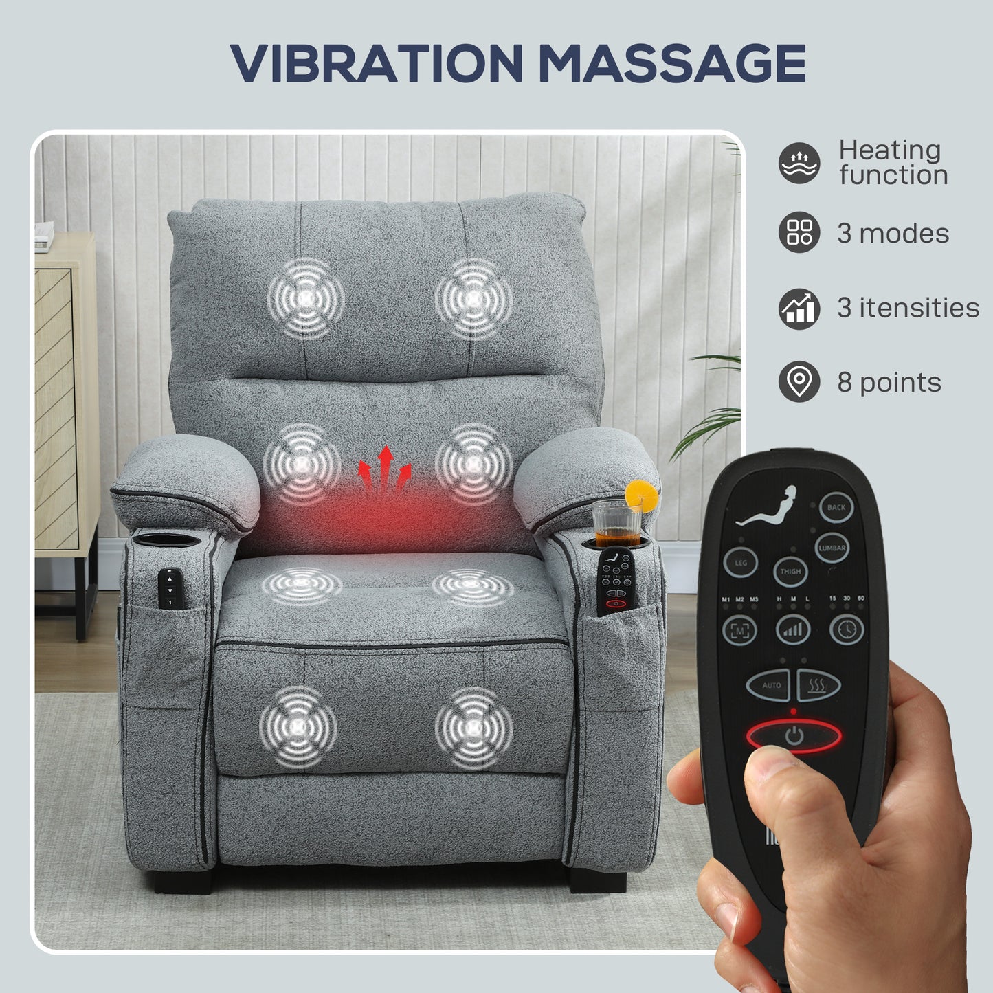 Electric Massage Recliner Armchair with Heat, Power Reclining Chair