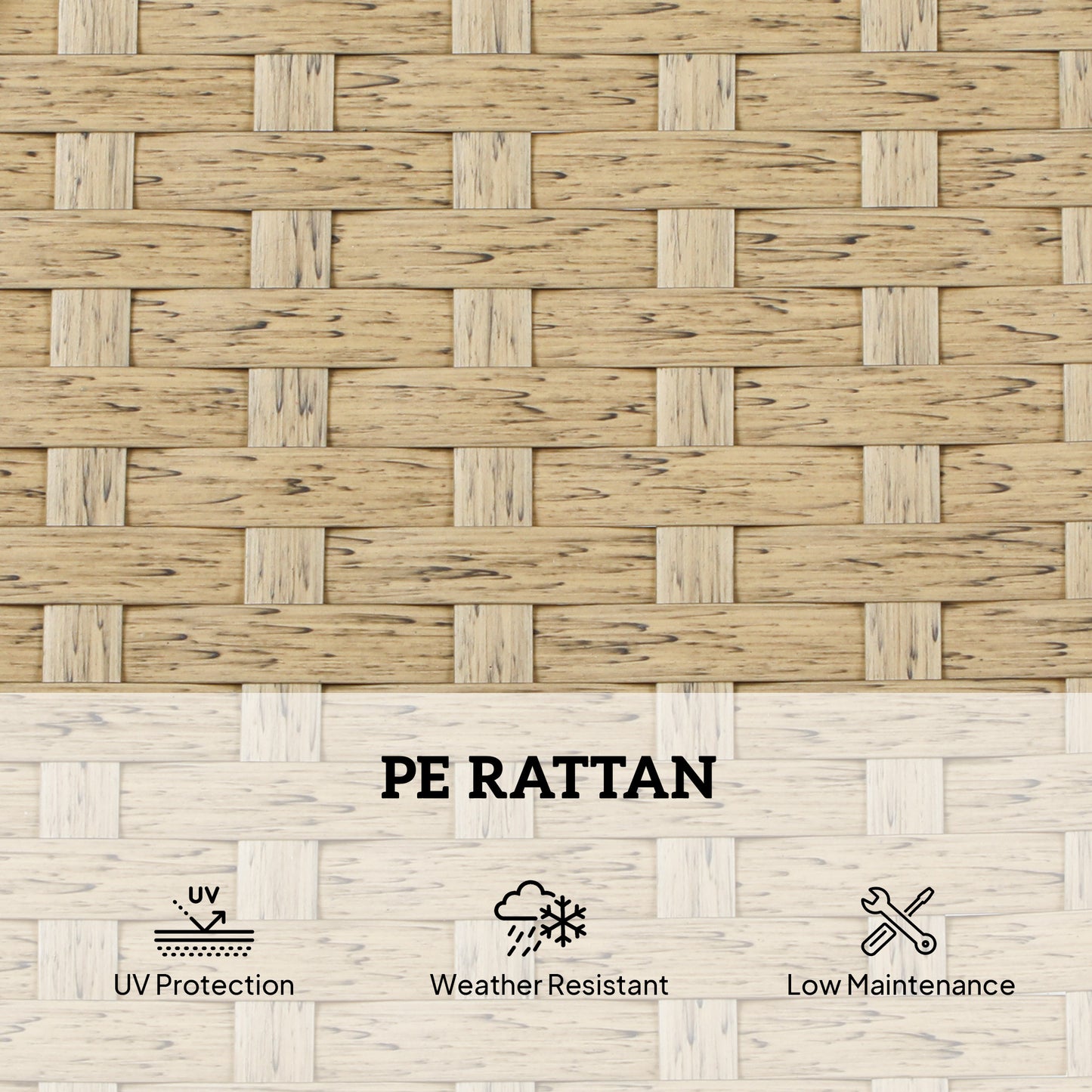 Rattan Sun Loungers Set of 2 with Side Table, Beige