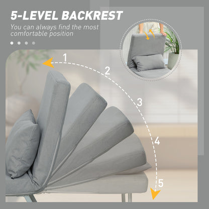 Single Sofa Bed, 3-in-1 Convertible Folding Chair Bed, Light Grey