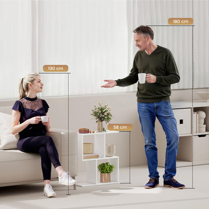 Side Table, Narrow End Table with Storage Shelves, White