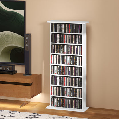 CD Storage Unit DVD Tower Blu-ray Storage Shelf for Living Room White