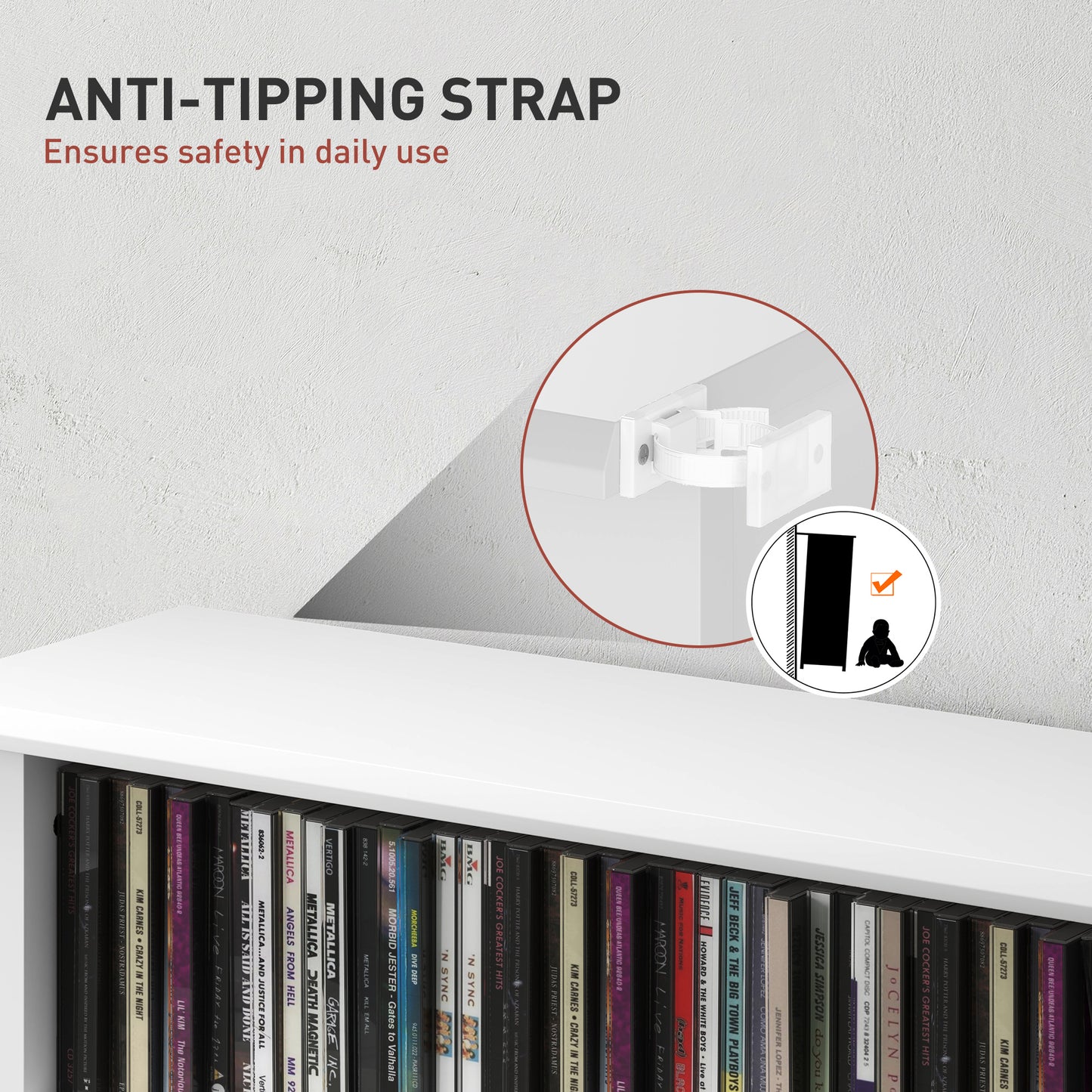 CD Storage Unit DVD Tower Blu-ray Storage Shelf for Living Room White