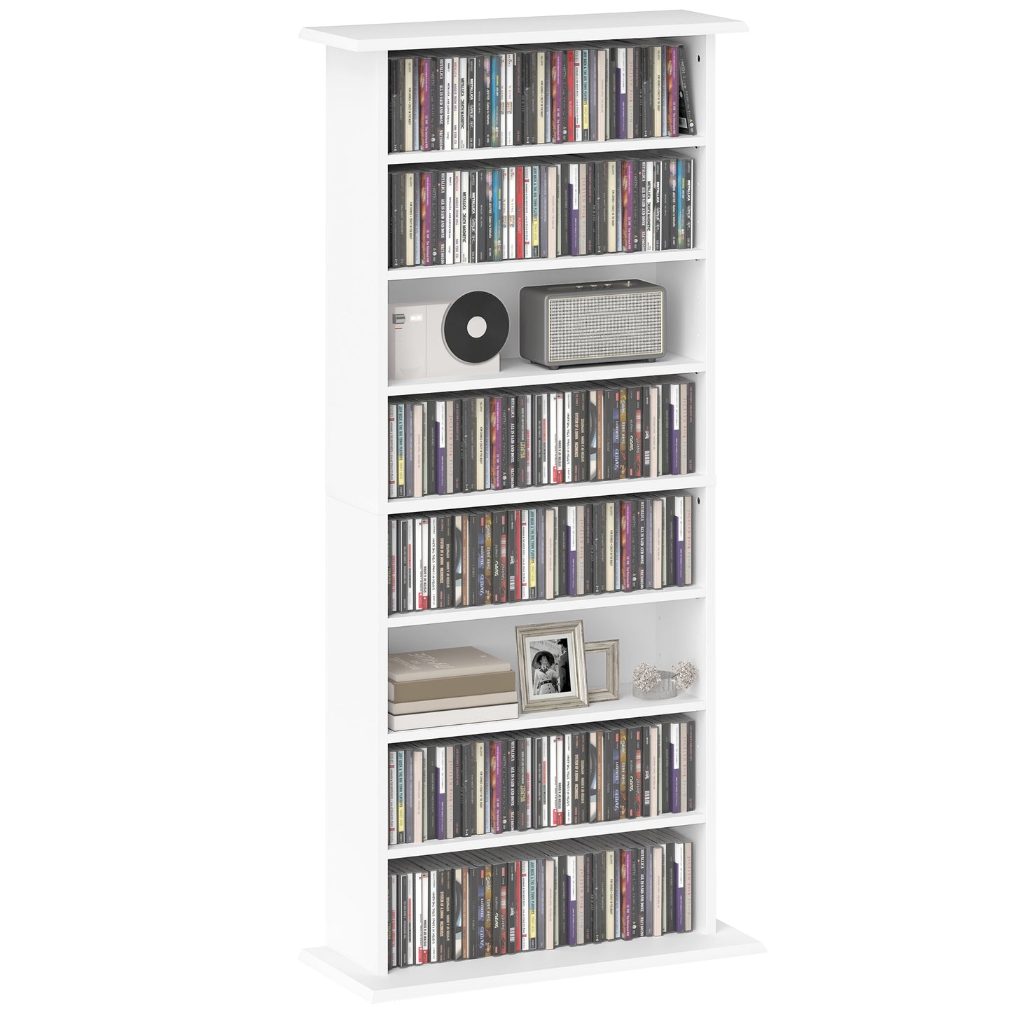 CD Storage Unit DVD Tower Blu-ray Storage Shelf for Living Room White