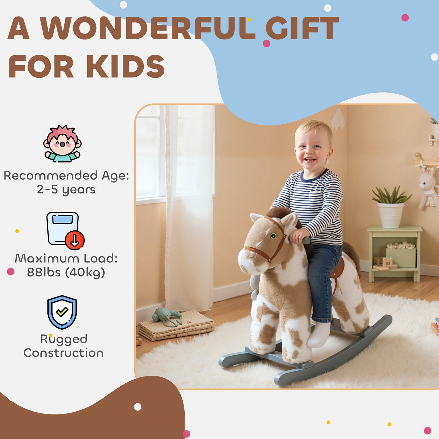 Baby Rocking Horse, Animal Rocker with Sound and Toy