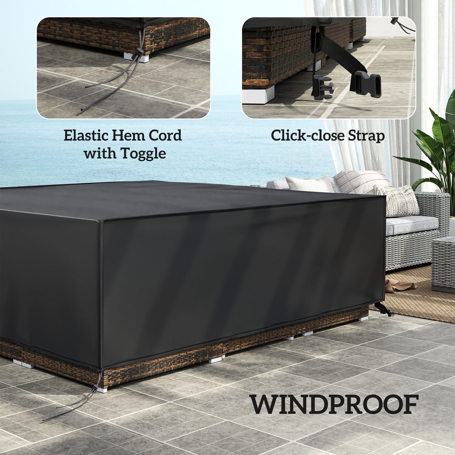 Large Garden Set Square Cover Outdoor Furniture Waterproof Resist Fade