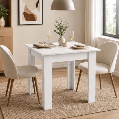 Square Dining Table, Kitchen Table with White Wood Effect