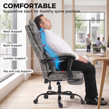 Big and Tall Office Chair with Lumbar Support, Grey