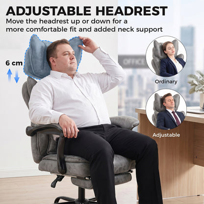 Big and Tall Office Chair with Lumbar Support, Grey