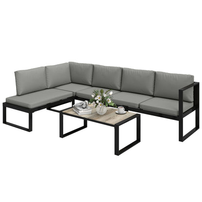 Garden Sofa Set with 2 Loveseats, Armless Chair, Coffee Table