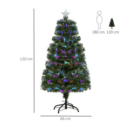 4ft Pre-Lit Fibre Optic Christmas Tree with 130 Multicolour LEDs