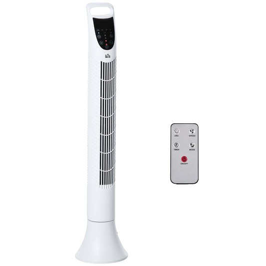 LED 36 Inch Tower Fan 70° Oscillation 3 Speed Remote Controller, White