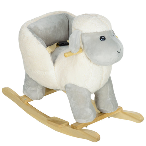 Baby Rocking Horse with Safety Belt, Sound, for 1-3 Years, Grey