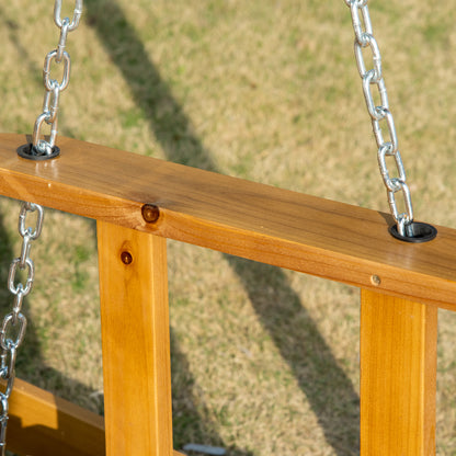 3 Seater Wooden Garden Swing Chair Hammock with Adjustable Canopy