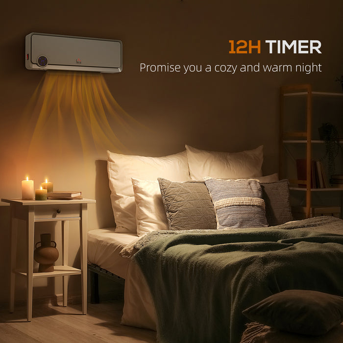 1000W/2000W Wall Downflow Heater 10-49°C Temperature w/ Timer Remote