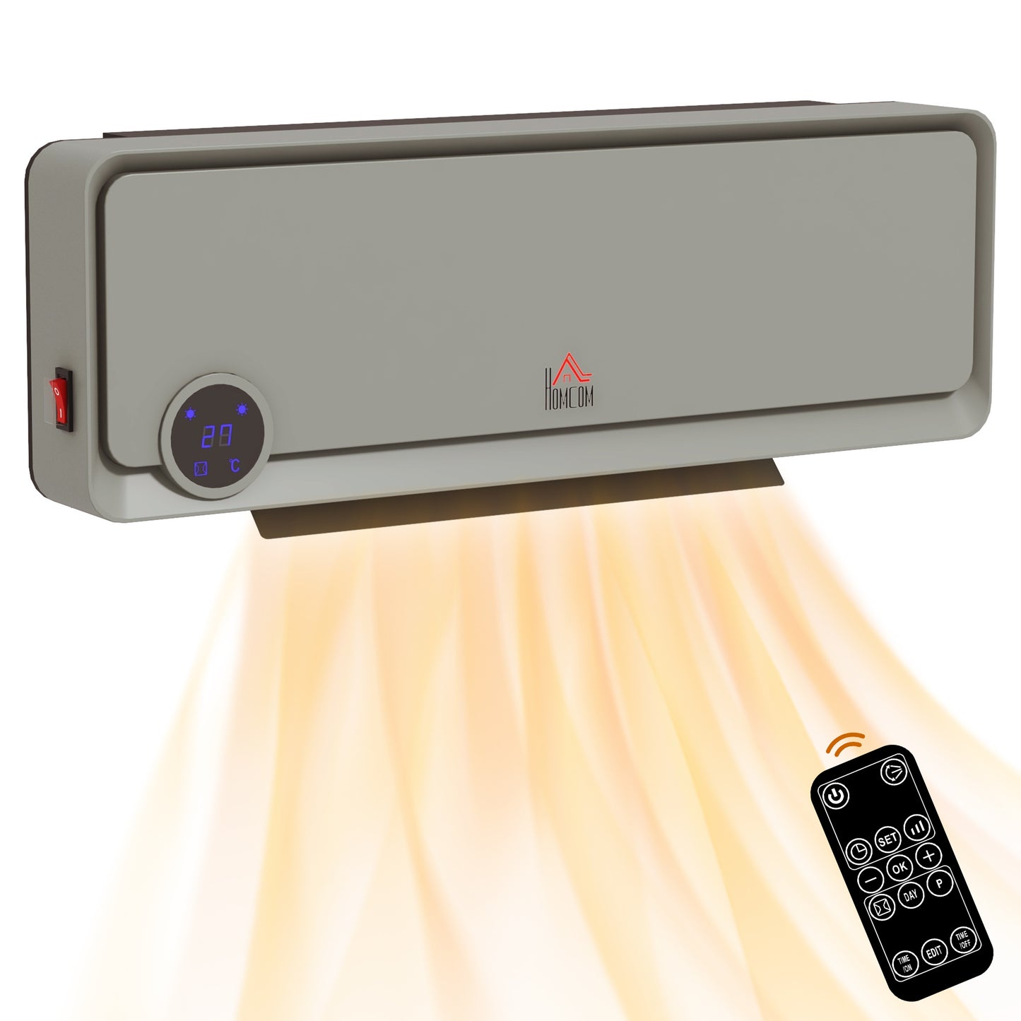 1000W/2000W Wall Downflow Heater 10-49°C Temperature w/ Timer Remote