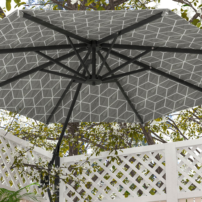 3(m) Convertible Cantilever Parasol and Centre-post Garden Parasol with Cross Base, 360 Rotation Banana Parasol with Crank Handle