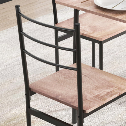 5 Piece Dining Table and Chairs Set, Space Saving, Brown and Black