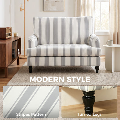 Velvet Single Sofa Armchair with Stripes, Grey
