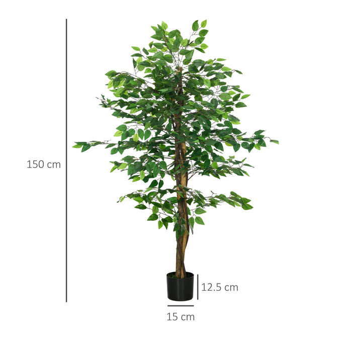 150cm Artificial Tree Ficus for Indoor Outdoor Home Decor, Fake Tree