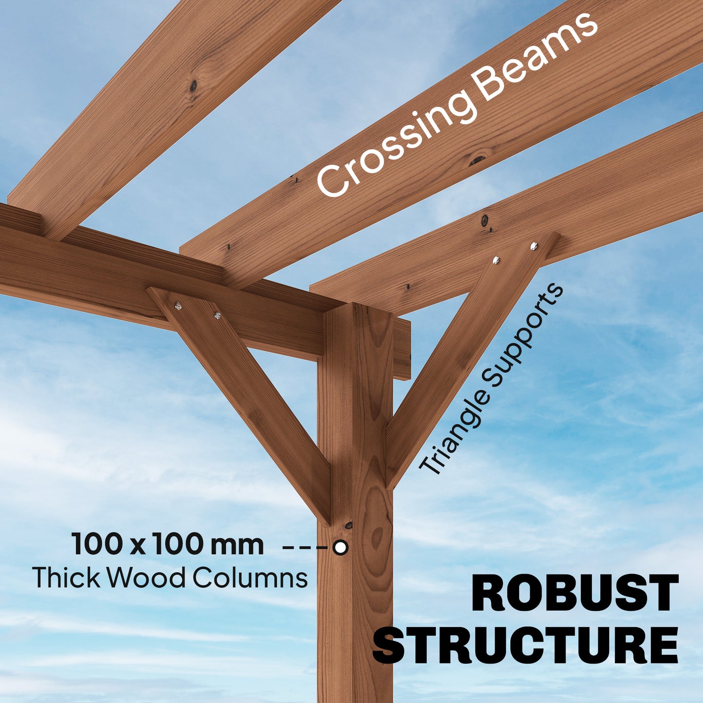 3.6 x 3 m Wooden Pergola Gazebo Grape Trellis, Maple Wood-effect