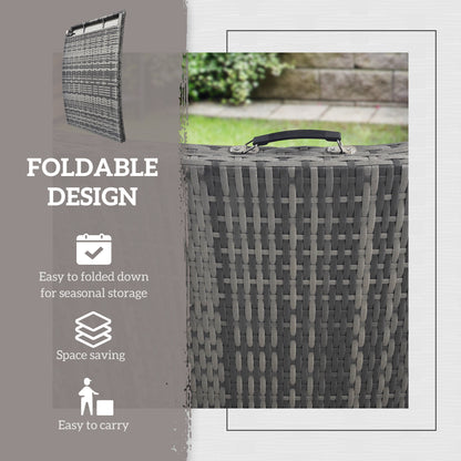 Folding Rattan Sun Lounger with Cushion and Pillow, Mixed Grey