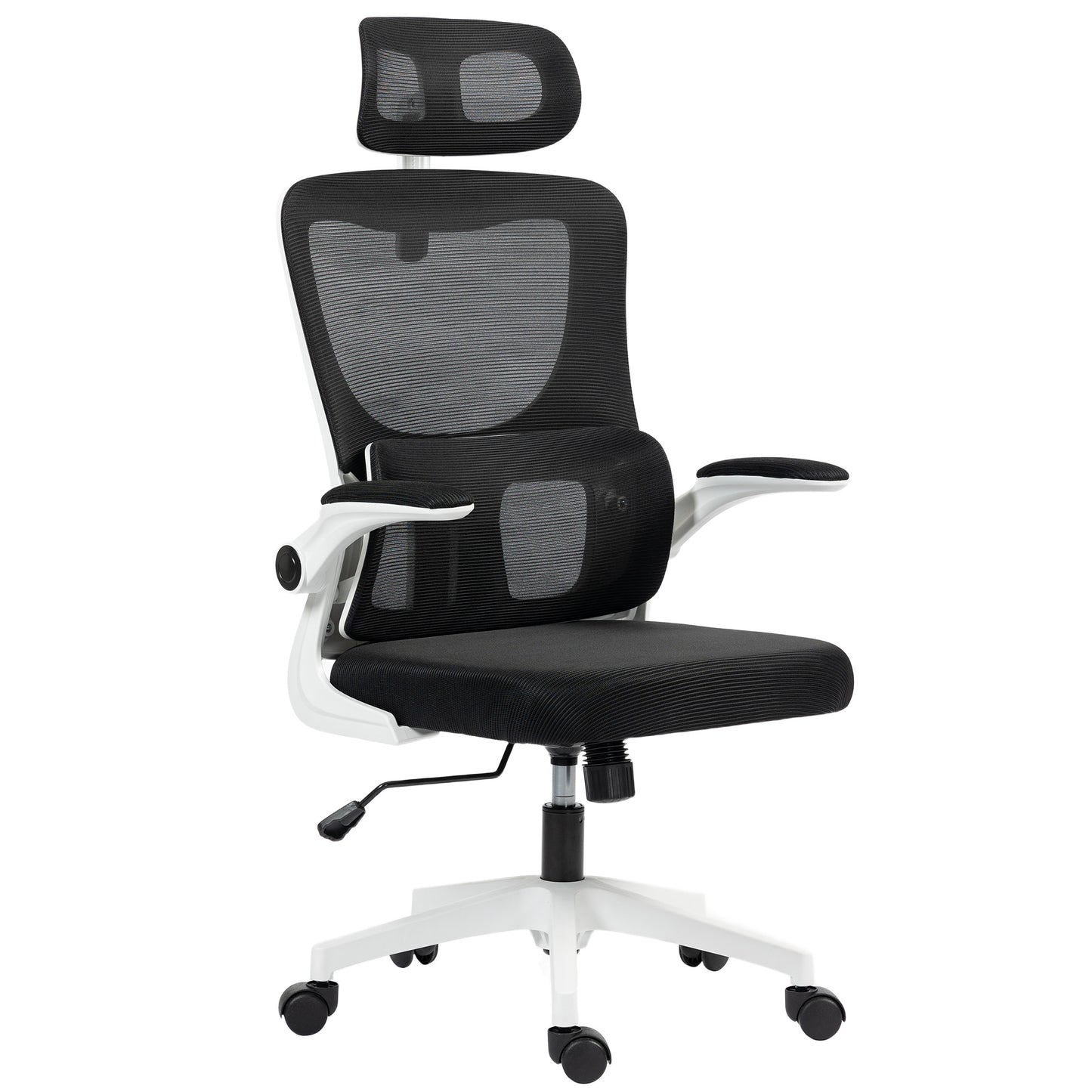 Vinsetto Mesh Office Chair with Adjustable Headrest, Lumbar Support, Black