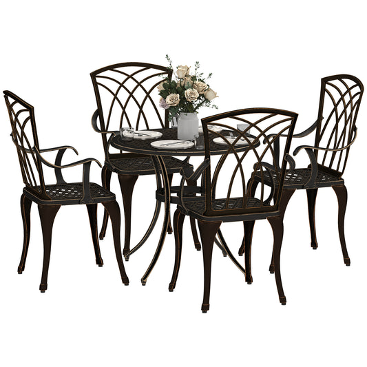 5 PCs Garden Dining Set, Garden Furniture Set, Bronze Tone