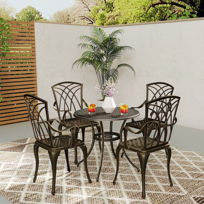 5 PCs Garden Dining Set, Garden Furniture Set, Bronze Tone