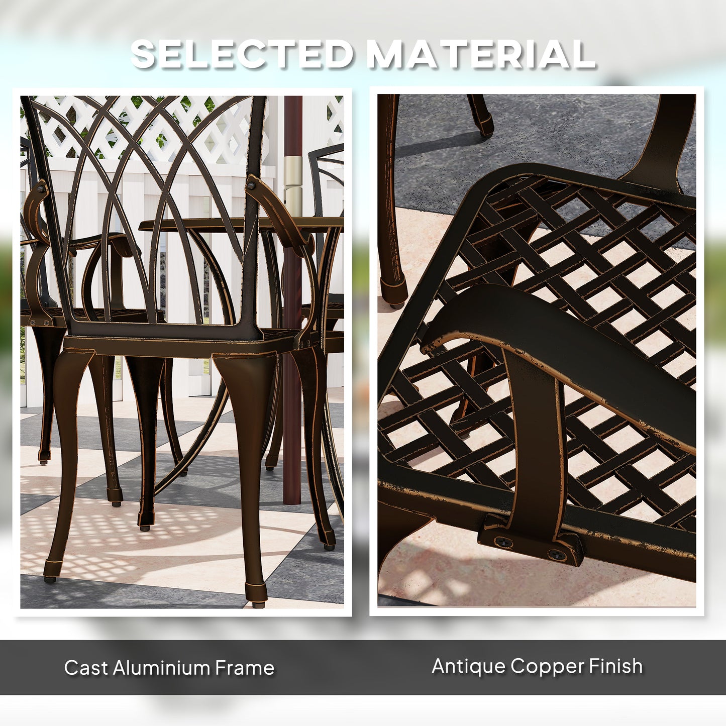 5 PCs Garden Dining Set, Garden Furniture Set, Bronze Tone