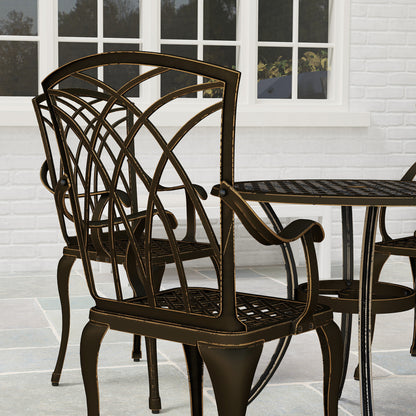 5 PCs Garden Dining Set, Garden Furniture Set, Bronze Tone