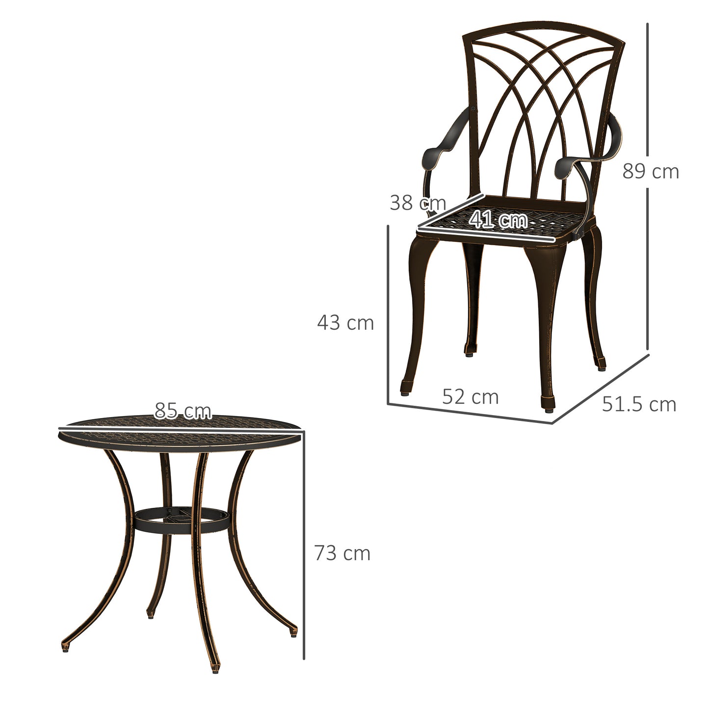 5 PCs Garden Dining Set, Garden Furniture Set, Bronze Tone