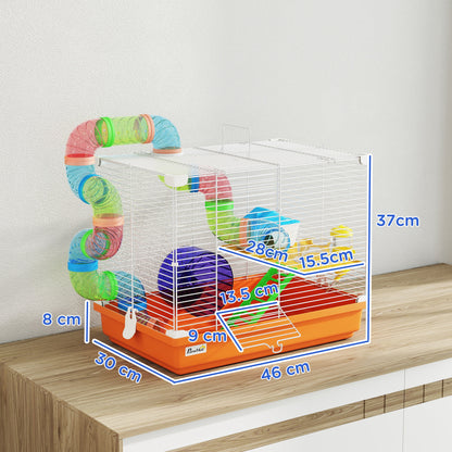 2 Tier Hamster Cage Small Animal House w/ Exercise Wheels Tunnel