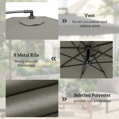 3(m) Banana Parasol Cantilever Umbrella Garden