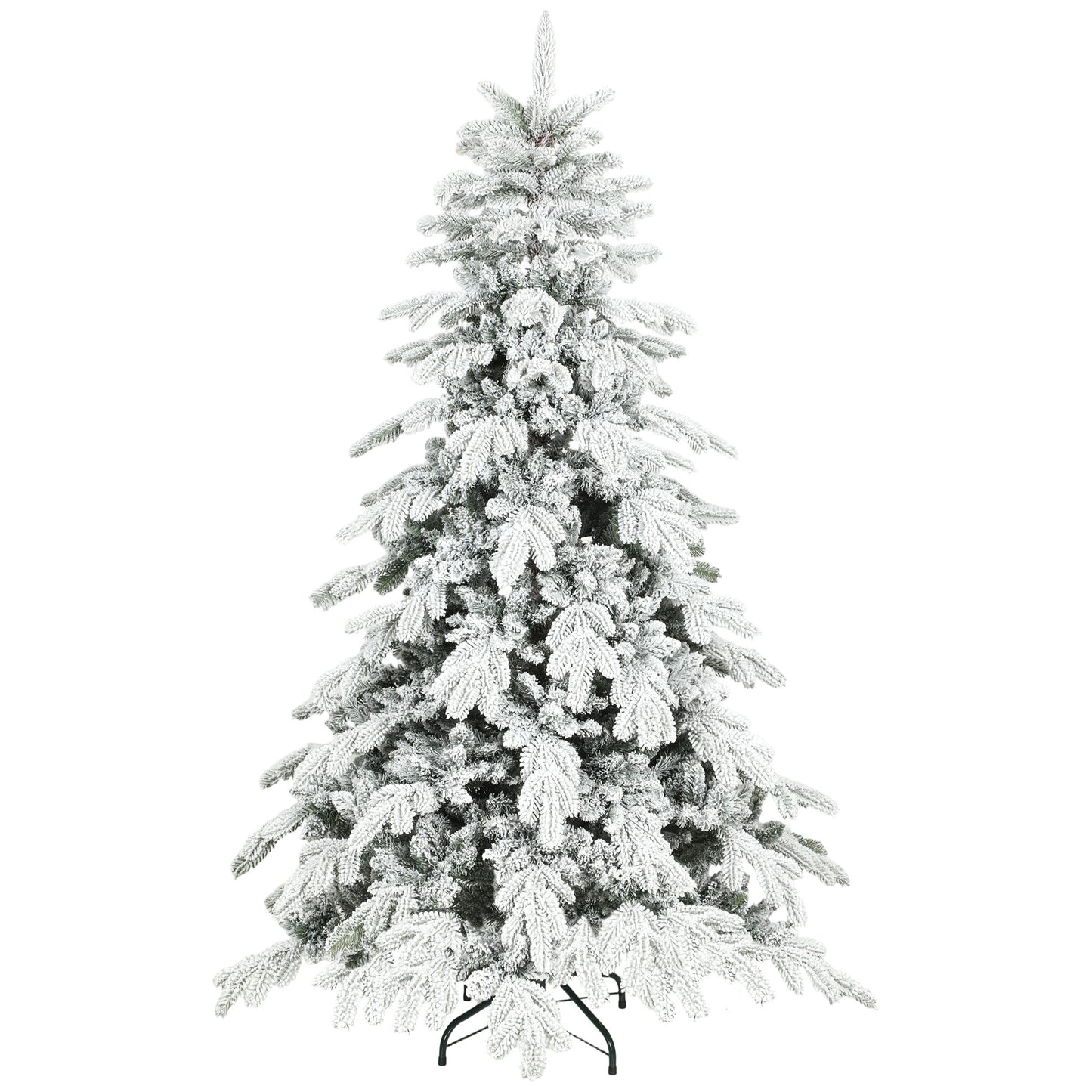 6ft Christmas Tree with Flocked Realistic Tips, Hinged Xmas Tree