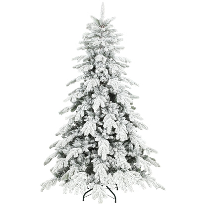 6ft Christmas Tree with Flocked Realistic Tips, Hinged Xmas Tree