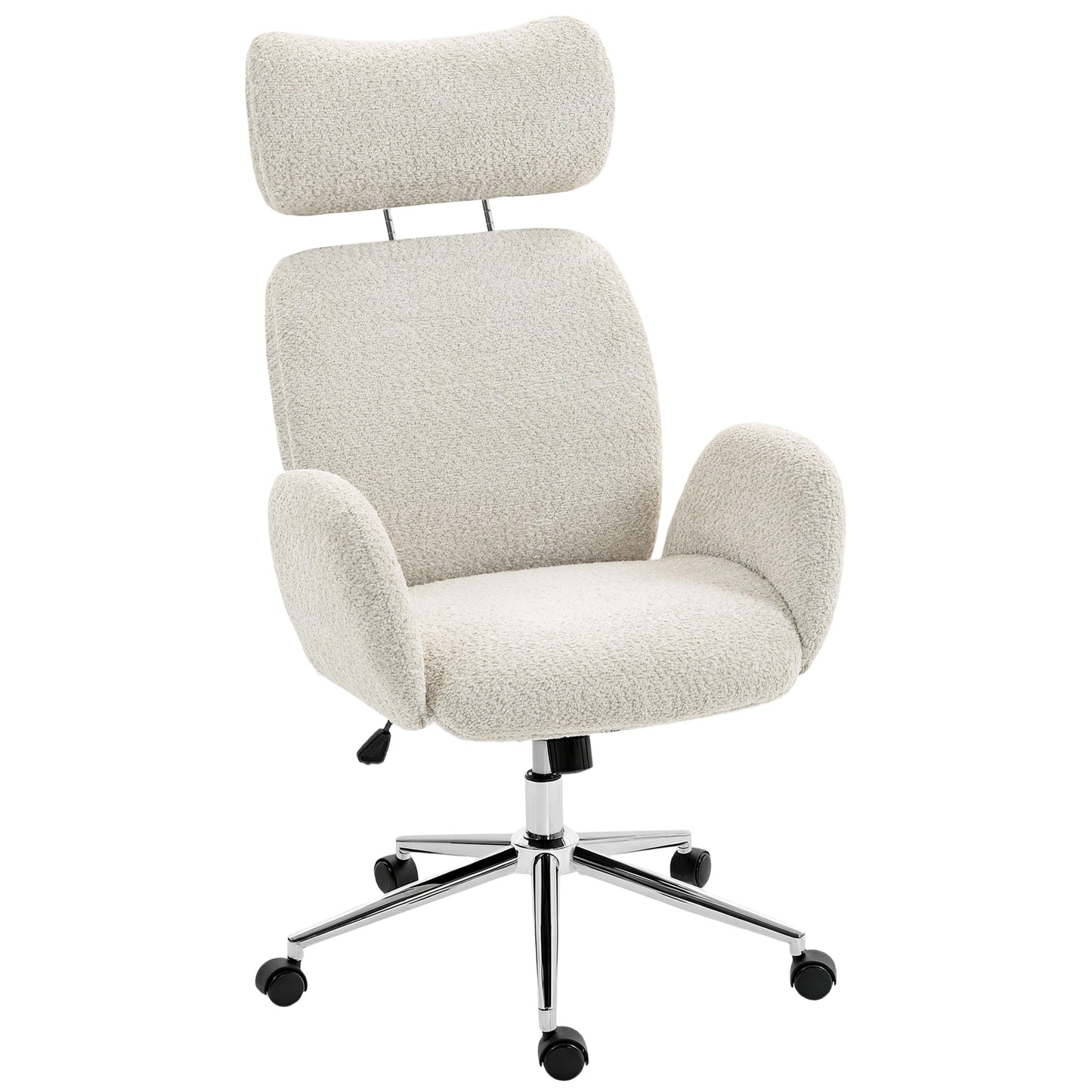 Office Chair with Adjustable Headrest, Comfy Desk Chair, Pale Grey